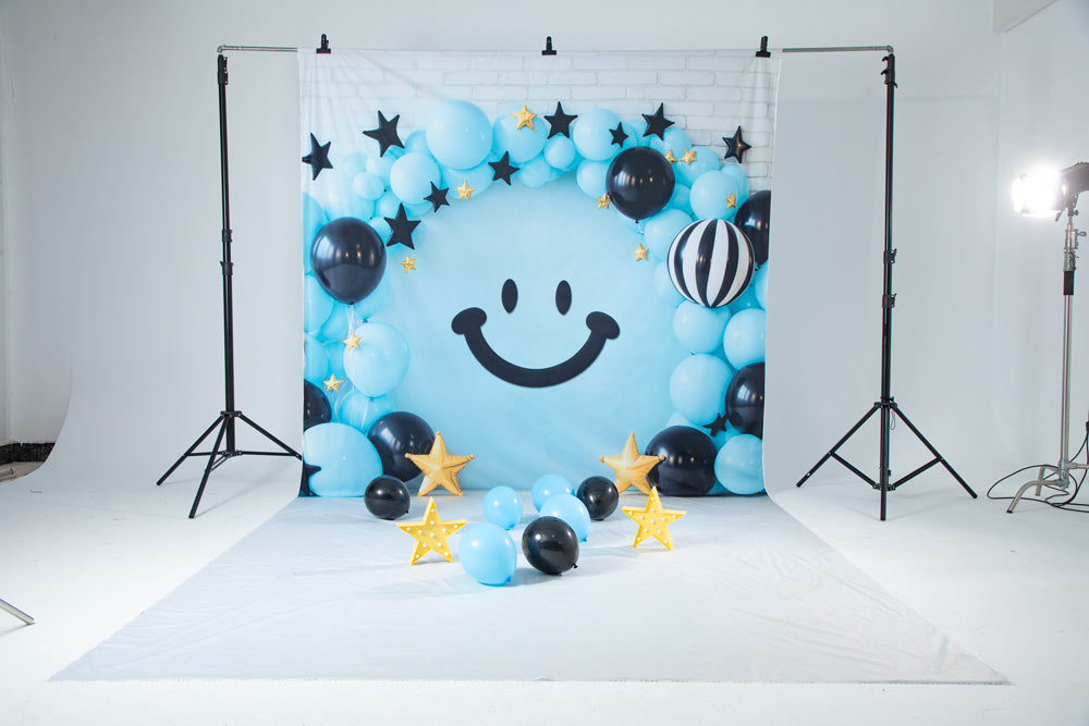 RTS Kate Cake Smash Birthday Blue Balloon Smiley Photo Kit Photography Backdrops&Props Themed Bundle