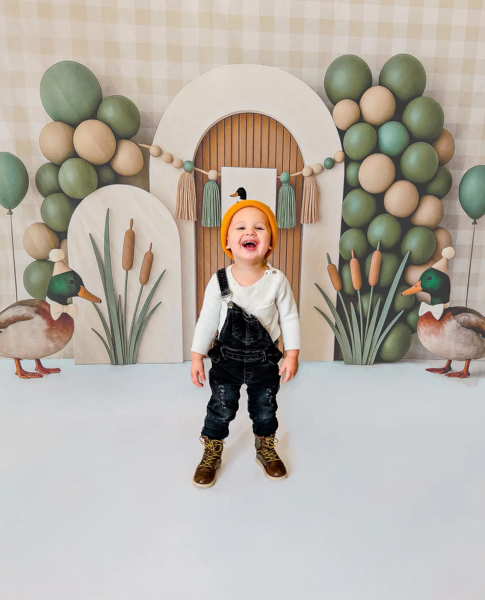 Kate Cake Smash Duck Balloons Arch Backdrop Designed by Ashley Paul