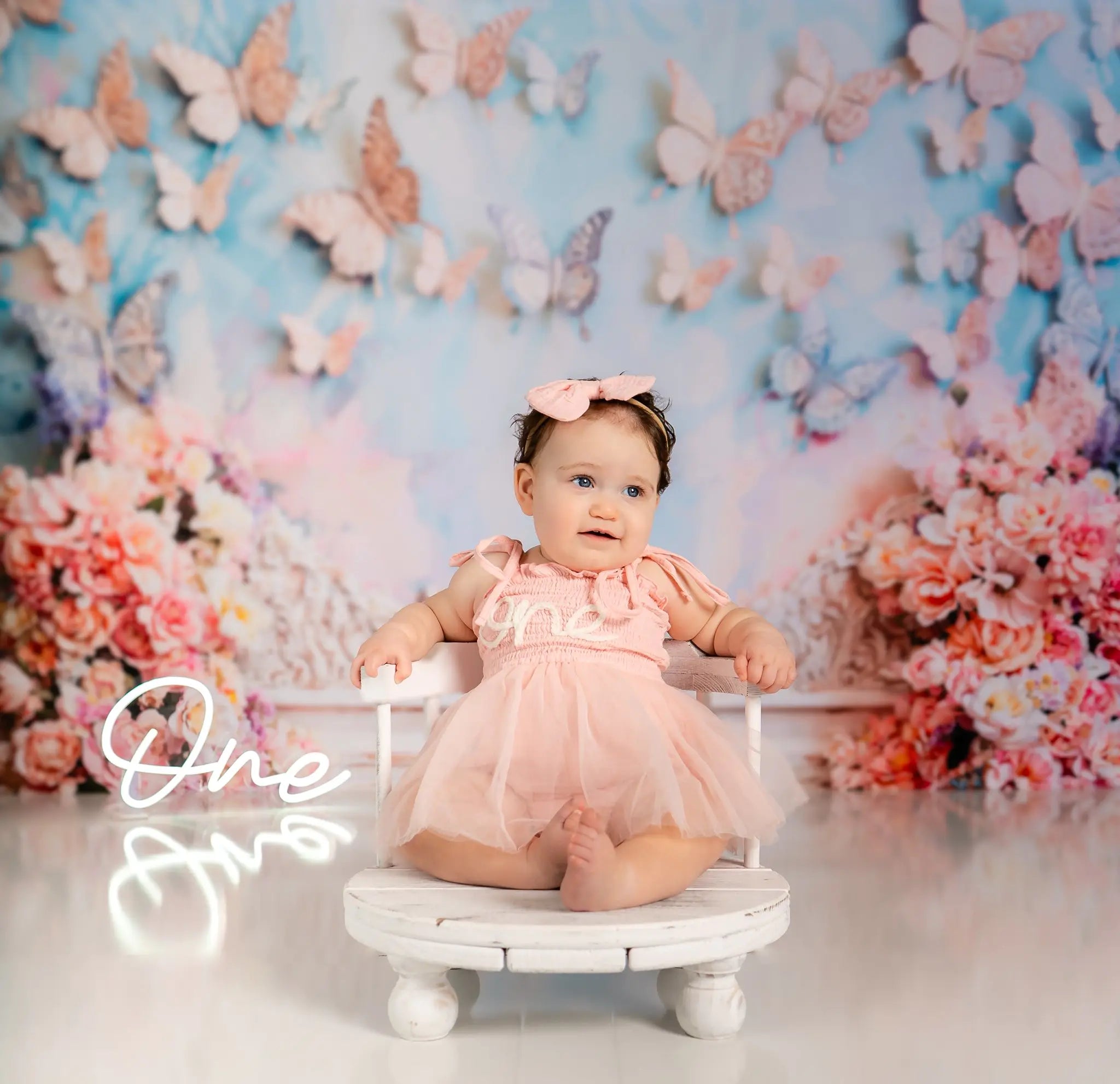 Kate Artistic Style Flower Butterfly Wall Printed Backdrop Designed by Emetselch