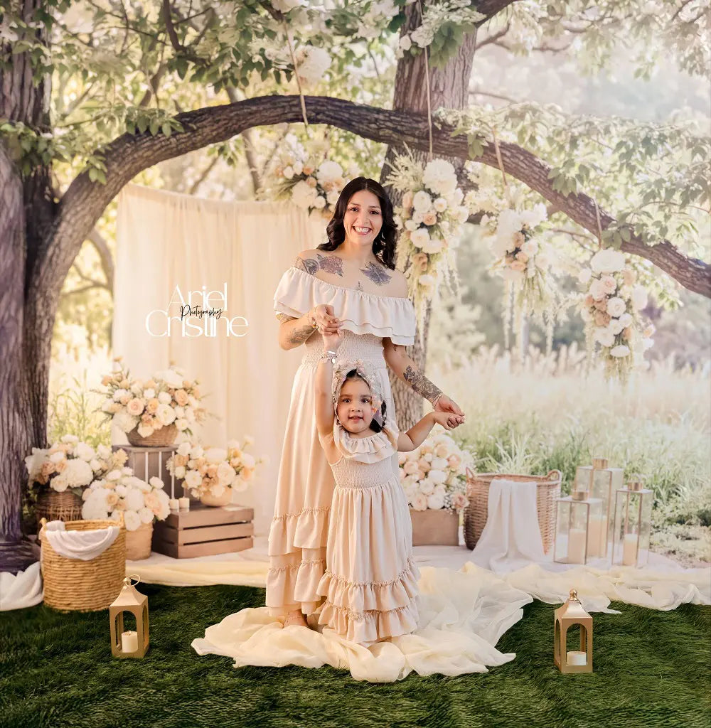 Kate Flower Arch Cream Floral Rustic Wedding Decor Printed Backdrop Designed by Mini MakeBelieve