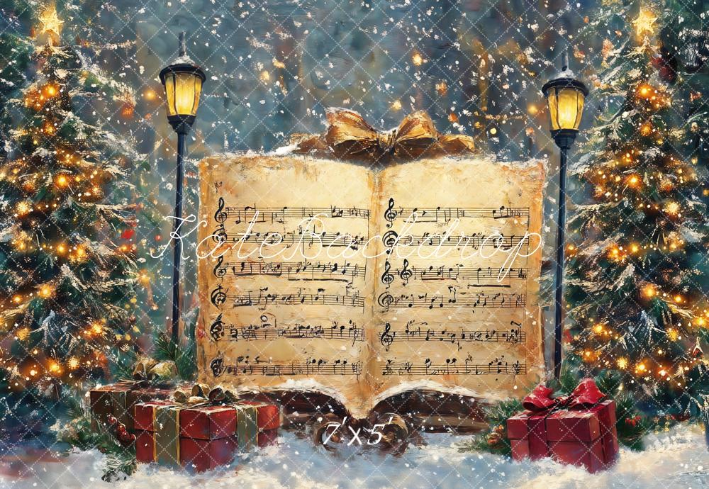 Kate Christmas Tree Sheet Music Snow Backdrop Designed by GQ