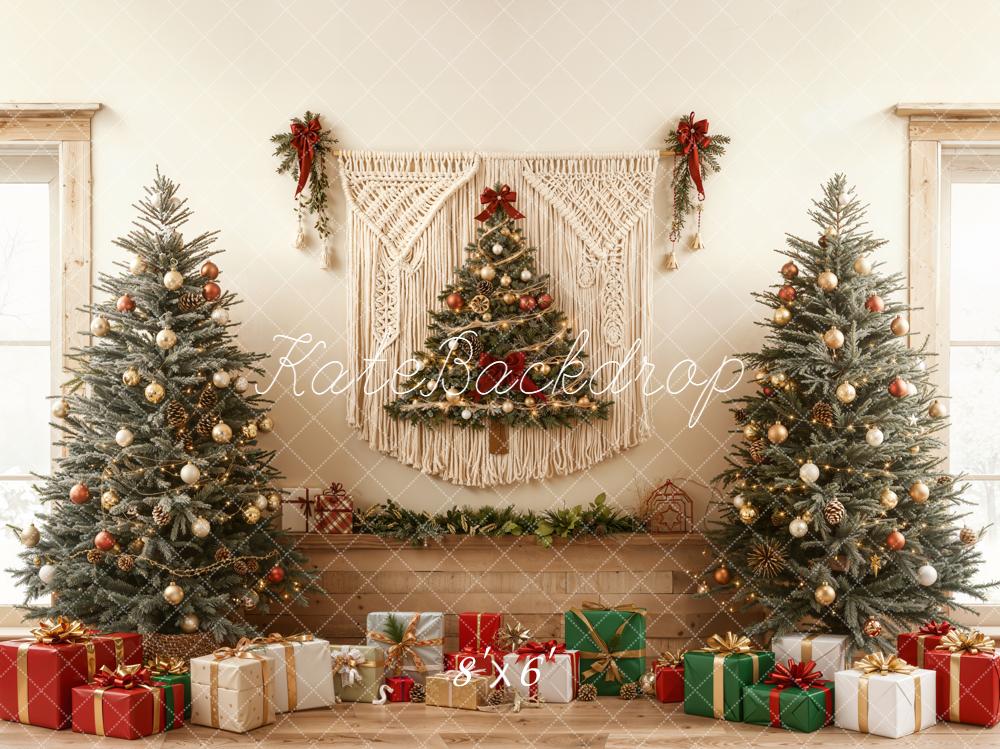 Kate Christmas Trees Boho Macrame Gifts Window Backdrop Designed by Emetselch