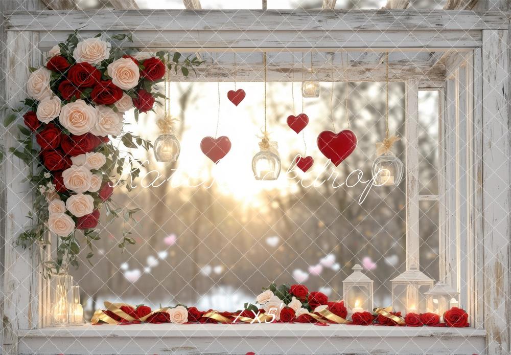 Valentine's Roses Window Exterior Foto Achtergrond Designed by Mini MakeBelieve