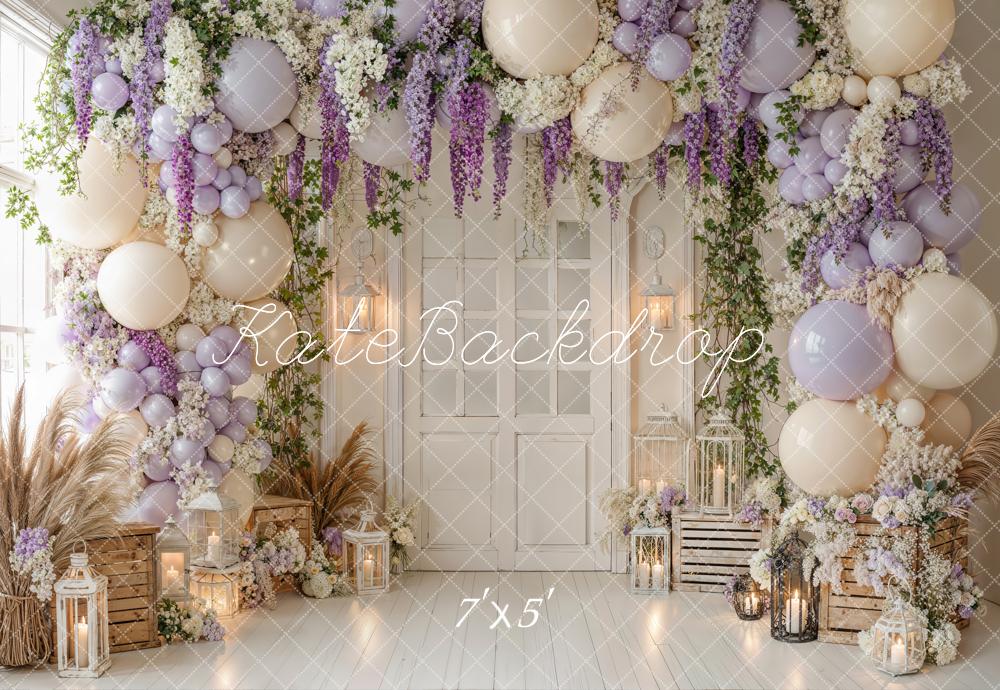 Kate Spring Flower Arch Balloon Lantern Crate Door Backdrop Designed by Emetselch