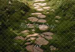Kate Stone Pathway Mossy Green Garden Floor Printed Backdrop Designed by Kate Image