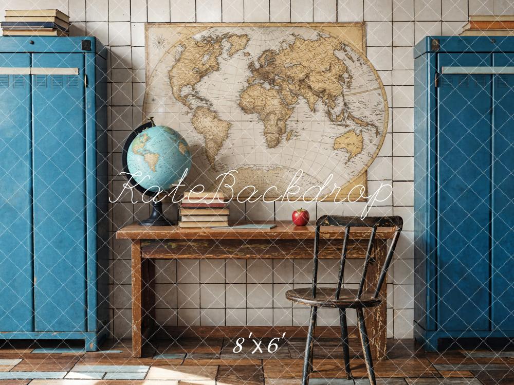 Kate Regreso a Clases Fondo de Mapa Vintage del Globo Diseñado por Emetselch