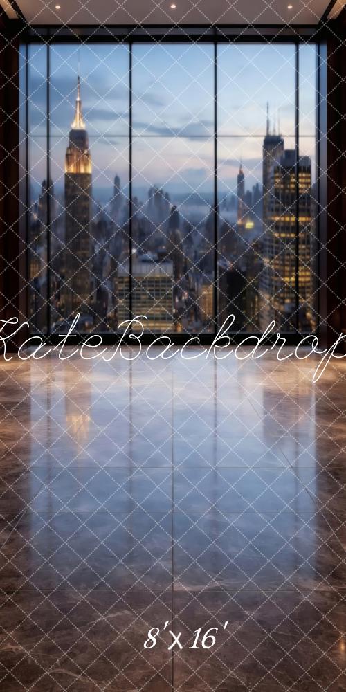 Kate Sweep City Skyline Large Window Marble Floor Printed Backdrop Designed by Vertigo Productions