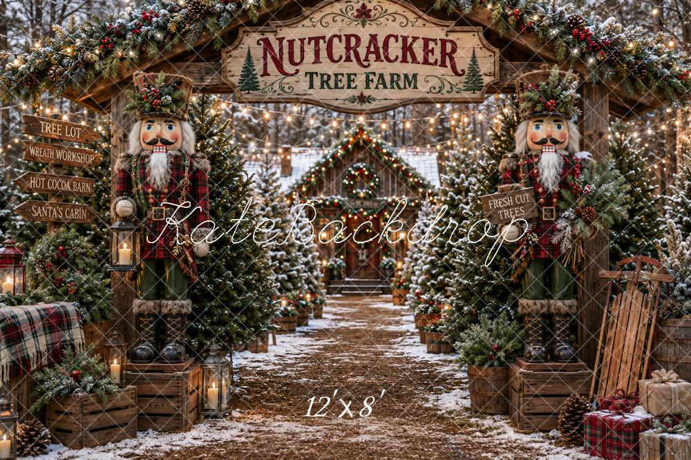 Kate Christmas Nutcracker Tree Farm Toy Soldiers Printed Backdrop Designed by Ashley Paul