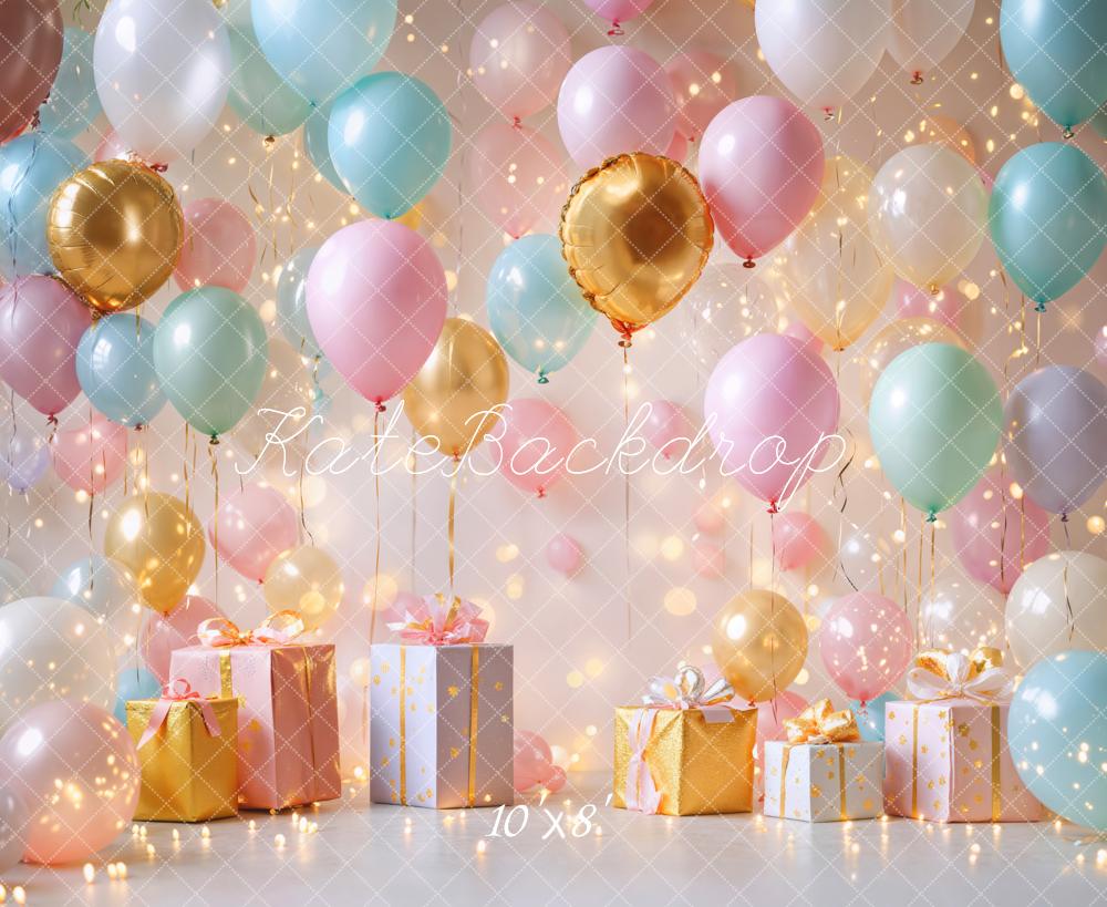 Kate Birthday Balloons Gifts Lights Backdrop Designed by Emetselch