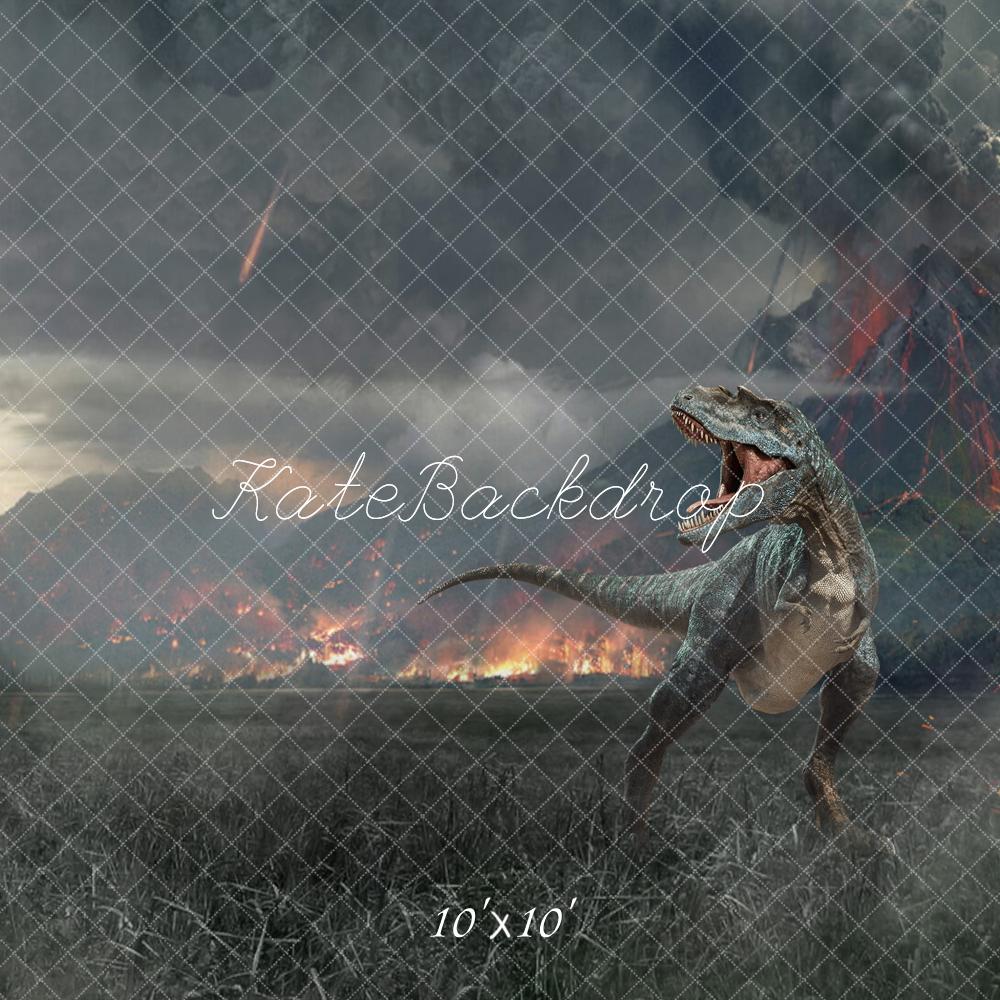 Fantasy Jurassic Dinosaur Volcano Foto Achtergrond Designed by Rose Abbas