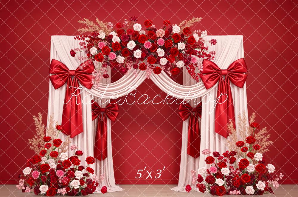 Kate Mother's Day Red Flower Arch Drapes Bows Backdrop Designed by Patty Roberts