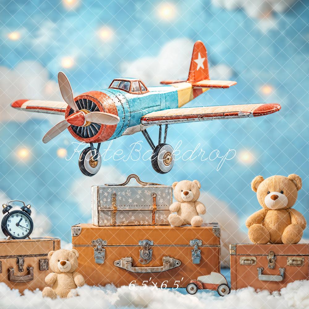 Fondo de Osito de Peluche de Avión Vintage Diseñado por Emetselch