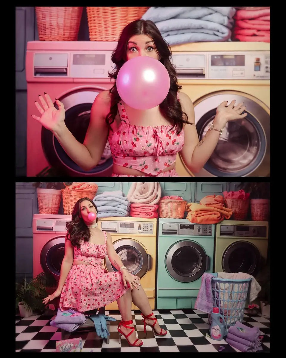 Wasdag Kleurrijke Wasmachine Lentedecor Ontworpen door Chain Photography