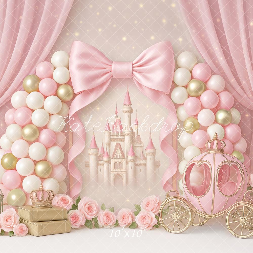 Kate Cake Smash Castle Pink Princess Carriage Backdrop Designed by Ashley Paul