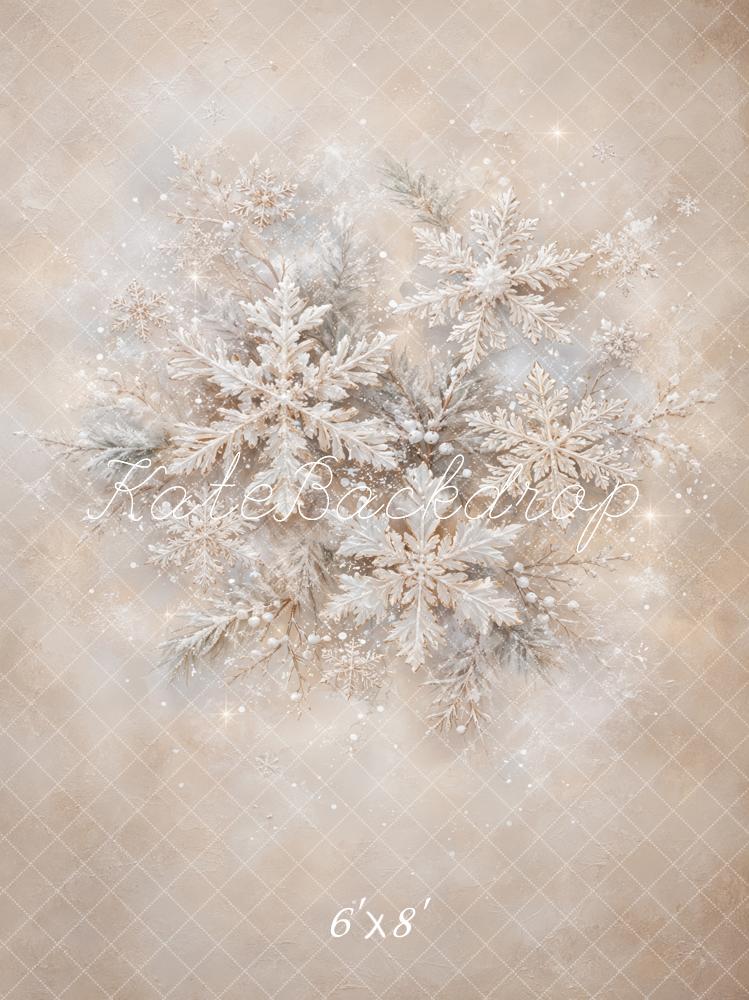 TEST Kate Christmas Abstract Neutral Snowflakes Pine Branches Printed Backdrop Designed by GQ