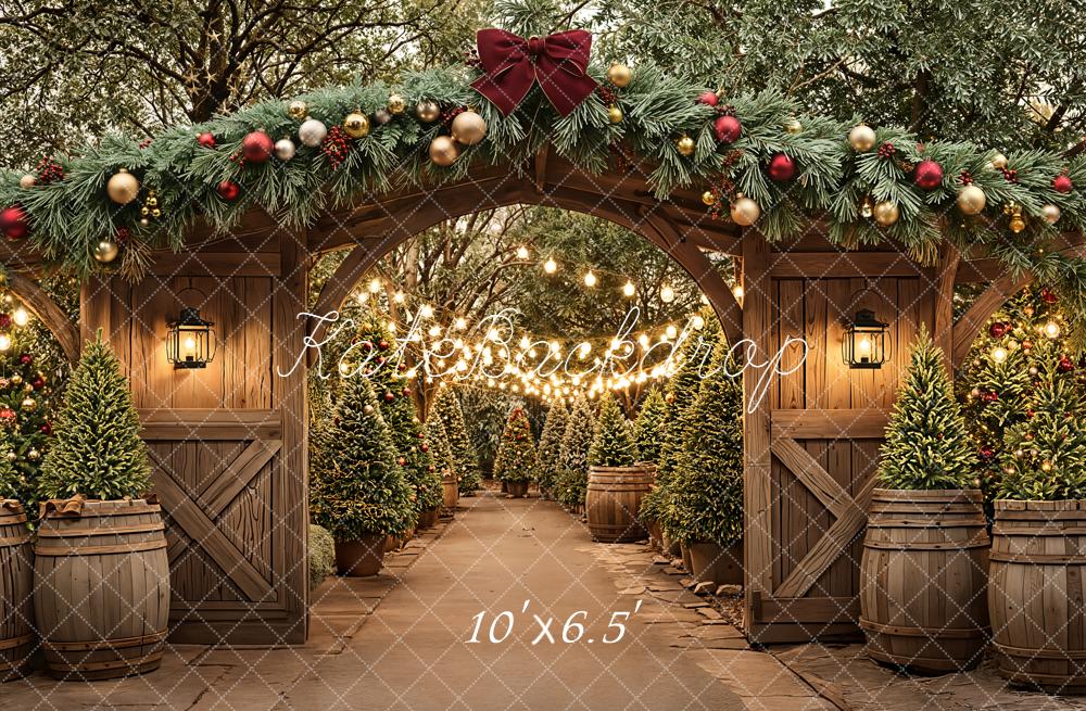 Kate Christmas Wooden Arch Garland Trees Pathway Lights Backdrop Designed by Emetselch