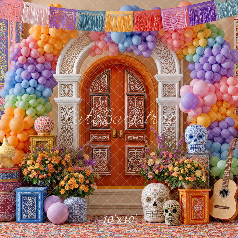 Kate Day Of The Dead Arch Door Balloons Skulls Flowers Backdrop Designed by Emetselch