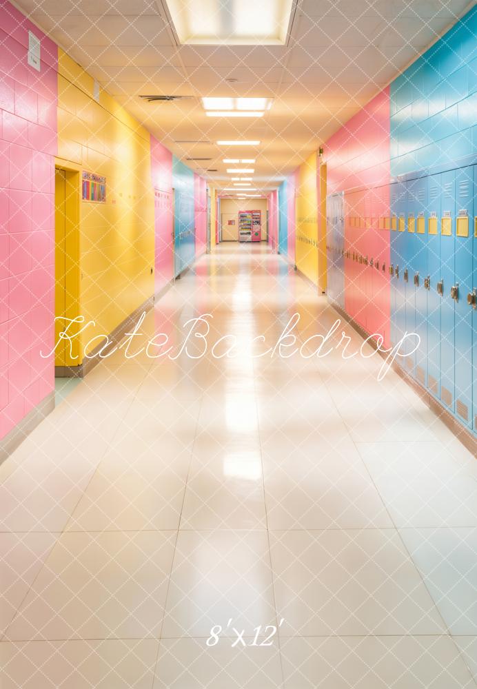 Kate Back To School Colorful School Hallway Backdrop Designed by Emetselch