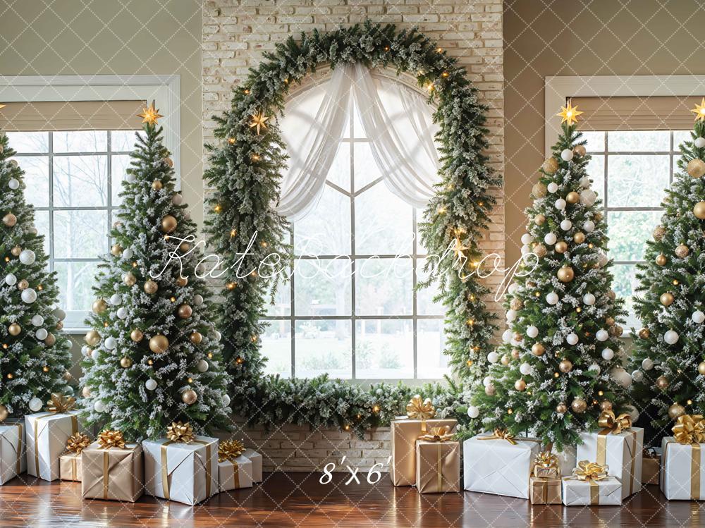 Kate Christmas Tree Garland Gifts Arch Window Backdrop Designed by Mini MakeBelieve
