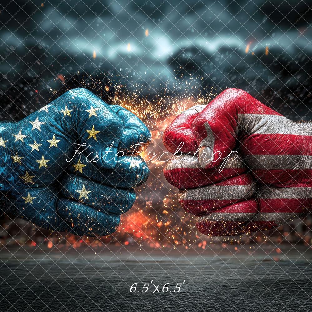 Giorno dell'Indipendenza Bandiera Pugni Scontro Sfondo Designed by Mini MakeBelieve