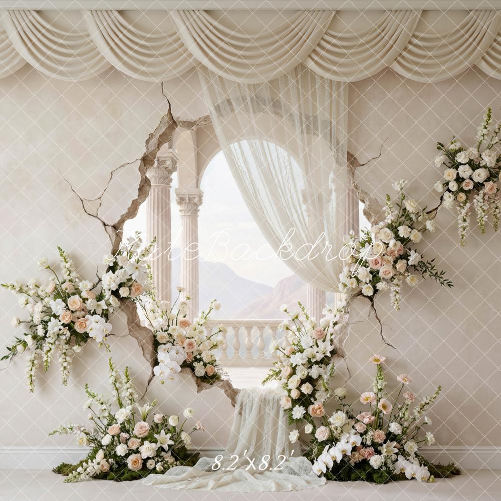 Kate Mother's Day Flower Arch Balcony Columns Printed Backdrop Designed by Mini MakeBelieve