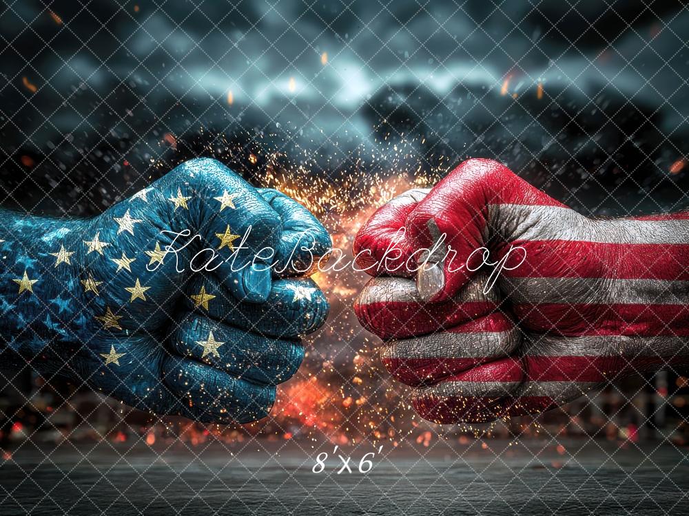 Giorno dell'Indipendenza Bandiera Pugni Scontro Sfondo Designed by Mini MakeBelieve