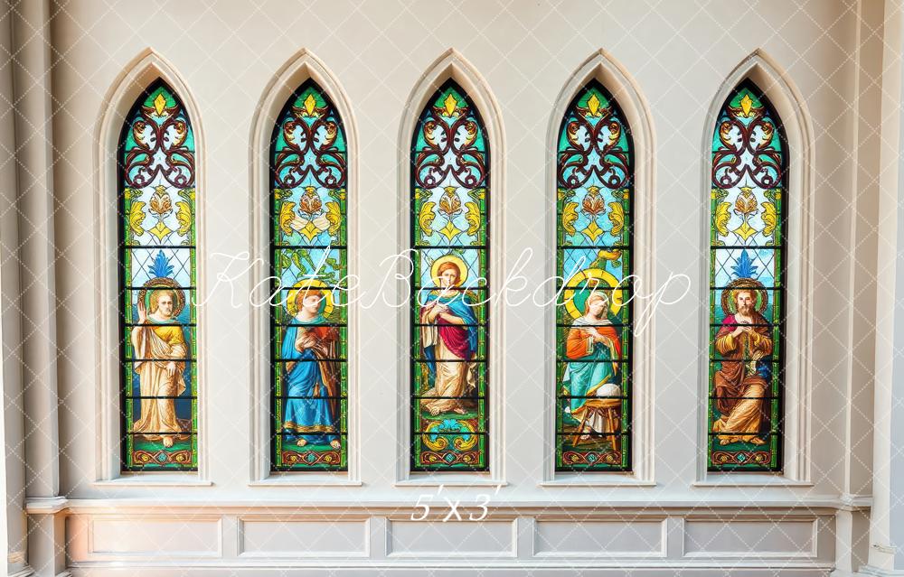 Kerk Glas-in-lood Venster Foto Achtergrond Designed by Laura Bybee