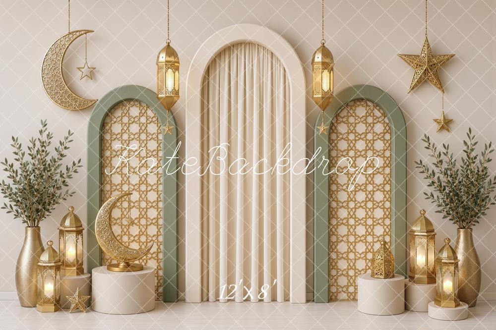 Kate Ramadan Crescent Moon Islamic Muslim Arch Lanterns Printed Backdrop Designed by Ashley Ward