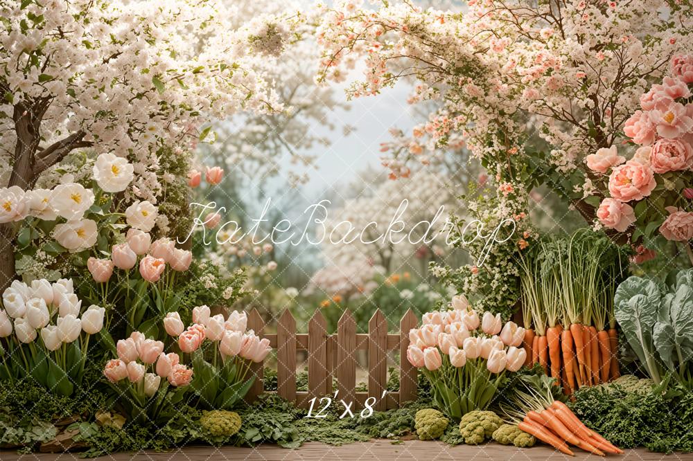 Kate Spring Easter Flower Arch Garden Fence Printed Backdrop Designed by Emetselch