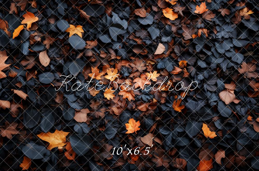 Kate Halloween Fall Black Orange Leaves Floor Backdrop Designed by Patty Roberts