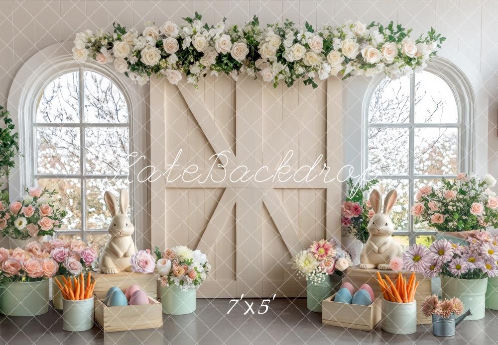 Kate Easter Interior Floral Cream Barn Door Backdrop Designed by Mini MakeBelieve