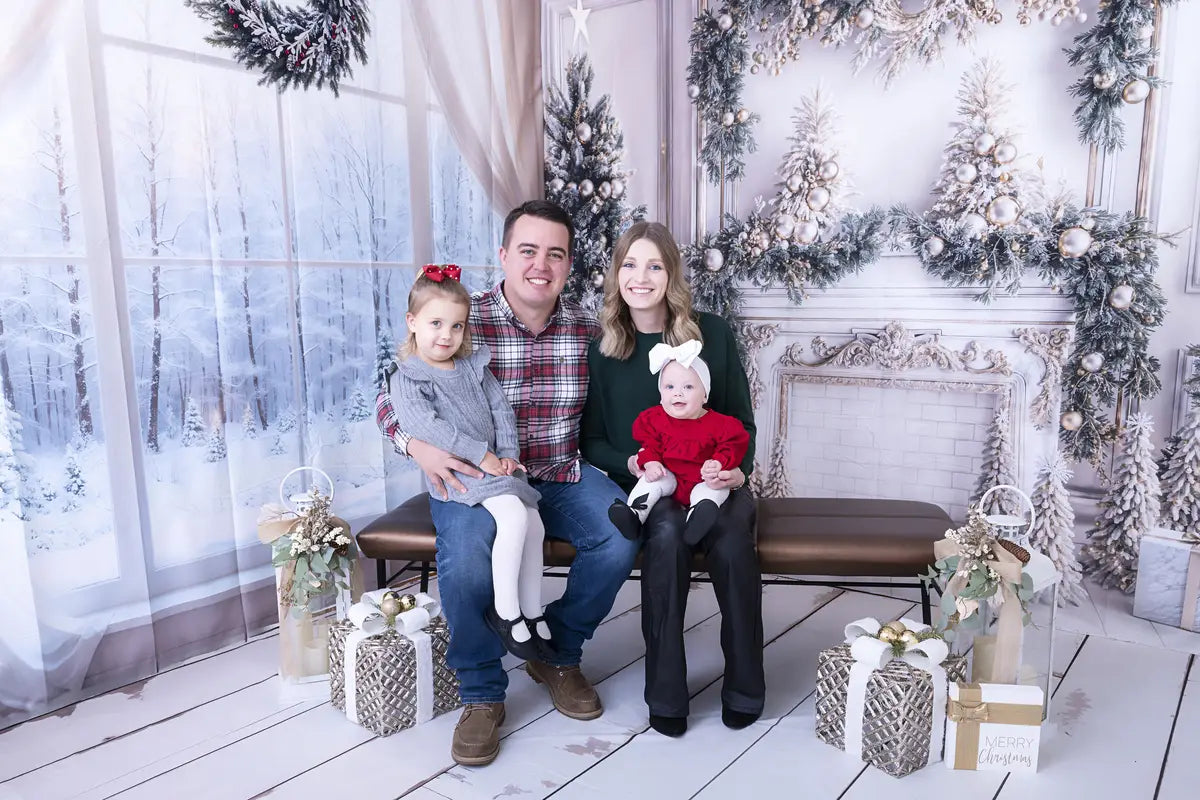 Kate Christmas White Window Wreath Backdrop Designed by Emetselch