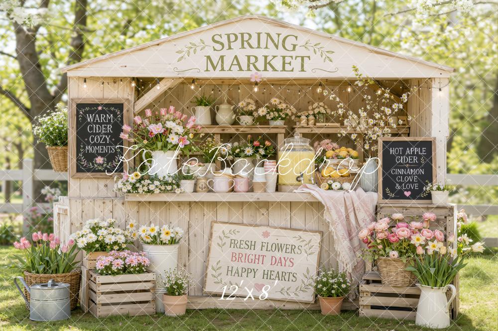 Kate Spring Flower Market Rustic Booth Outdoor Printed Backdrop Designed by Emetselch