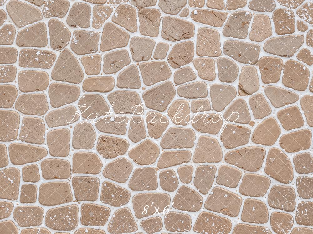 Kate Beige Snowy Cobblestone Floor Printed Backdrop Designed by Kate Image