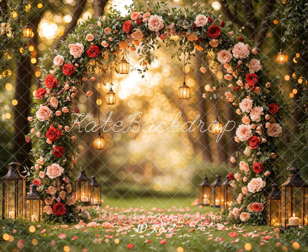 Kate Valentine Lantern Flower Arch Printed Backdrop Designed by Emetselch