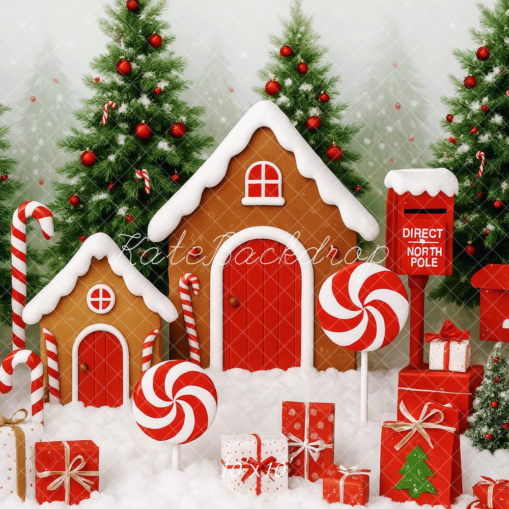 Kate Christmas Gingerbread Snowman Candy Snow Backdrop Designed by Patty Roberts