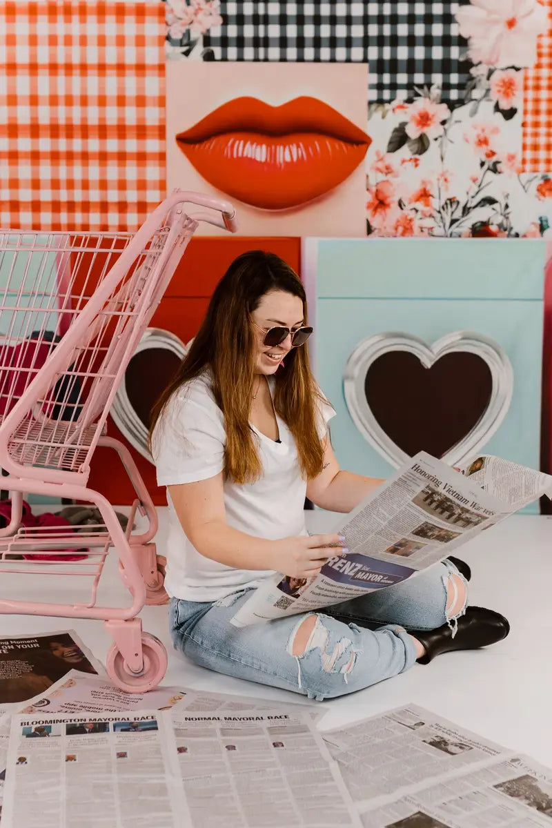 Kate Laundry Room Floral Lips Heart Backdrop Designed by Mini MakeBelieve