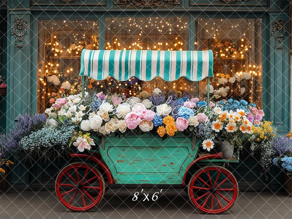 Sfondo del Negozio di Carrelli Floreali Primaverili Designed by Mini MakeBelieve