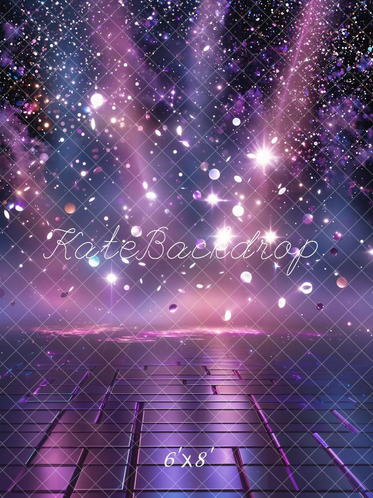 Kate Purple Glitter Light Rays Futuristic Floor Backdrop Designed by Chain Photography