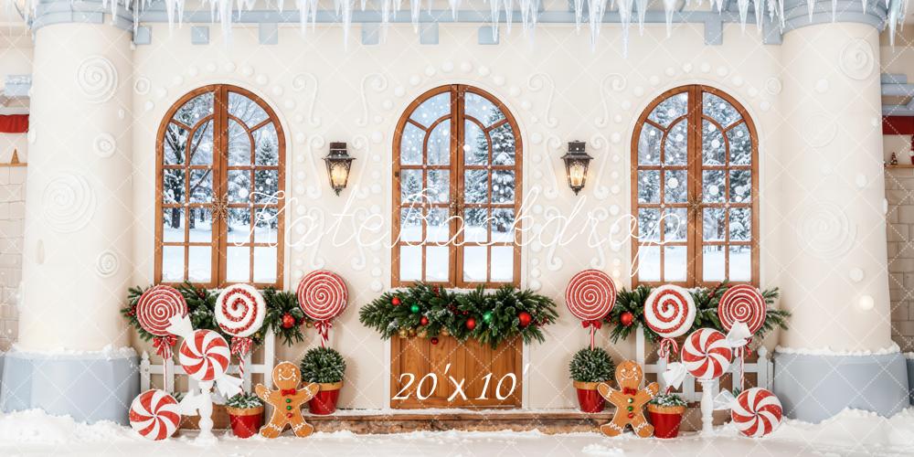 Kate Christmas Gingerbread Candy Arched Windows Backdrop Designed by Emetselch