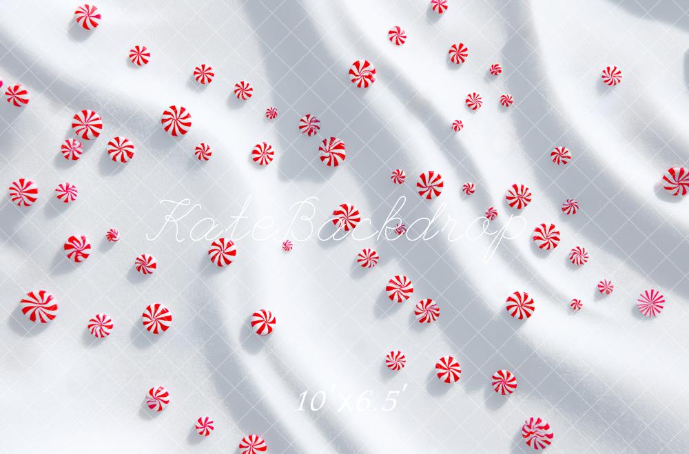 Kate Christmas Peppermint Candy White Snow Floor Backdrop Designed by Patty Roberts