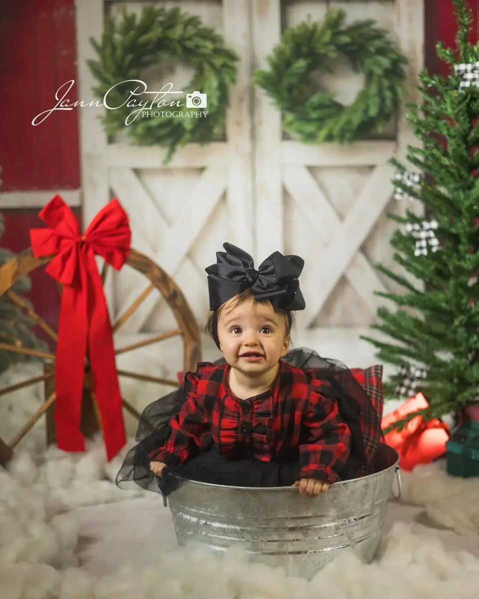Kate Christmas Tree Backdrop White Barn Door Designed by Emetselch