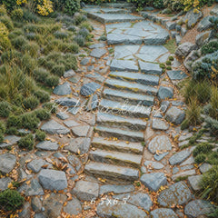 Kate Stairs Stone Path Grass Floor Printed Backdrop Designed by Kate Image