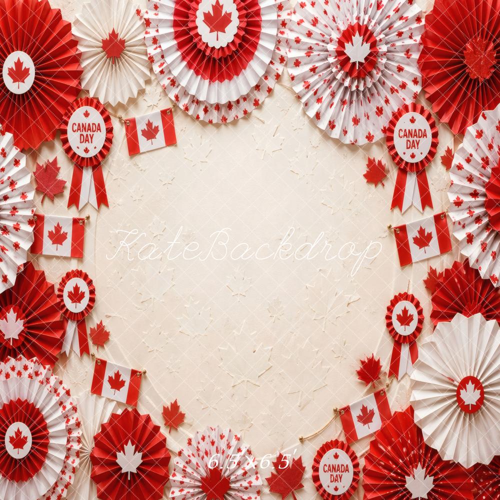 Kate Canada Day Paper Fans Flags Red White Party Printed Backdrop Designed by Vertigo Productions