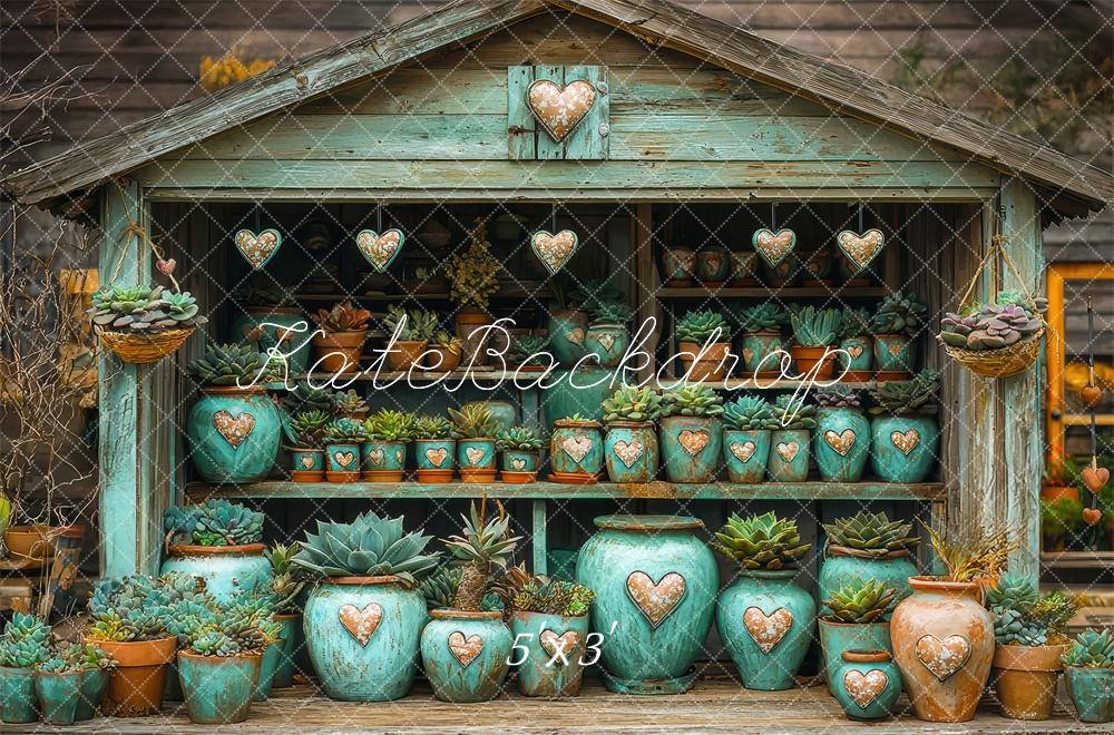 Spring Succulent Green House Heart Foto Achtergrond Designed by Laura Bybee