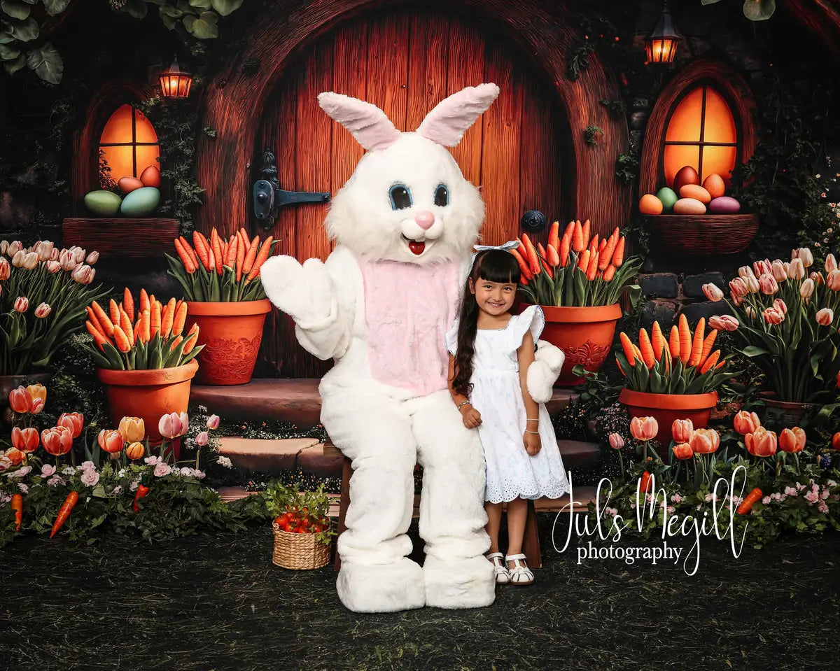 Kate Easter Hobbit House Tulips Carrots Backdrop Designed by Emetselch