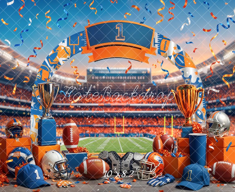 Kate Sports Football Stadium Arch Trophies Helmets Printed Backdrop Designed by Chain Photography