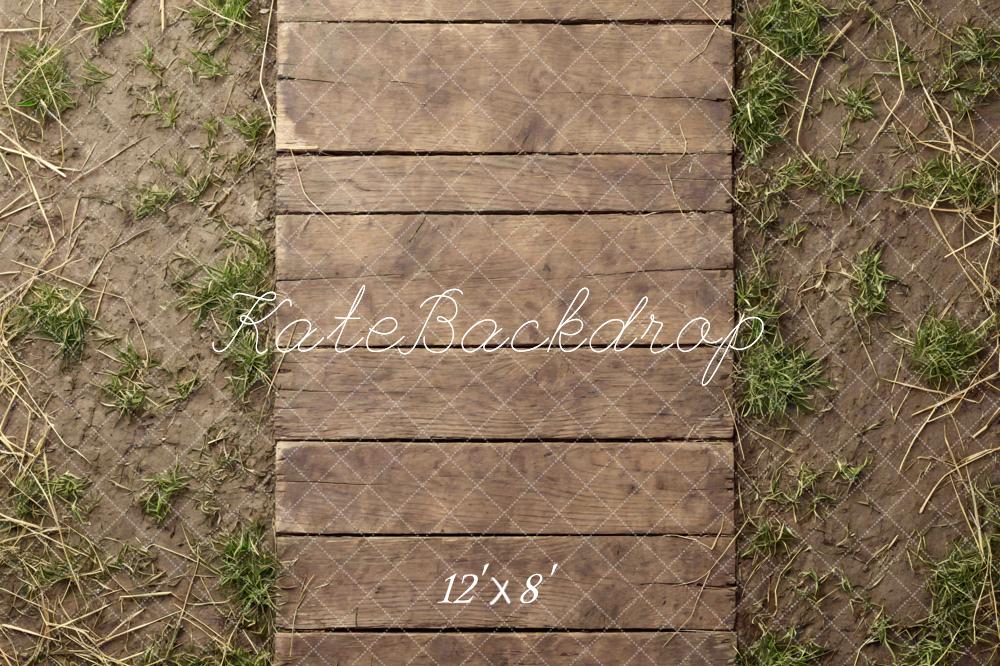Kate Wooden Pathway with Dirt and Grass Floor Backdrop Designed by Mini MakeBelieve