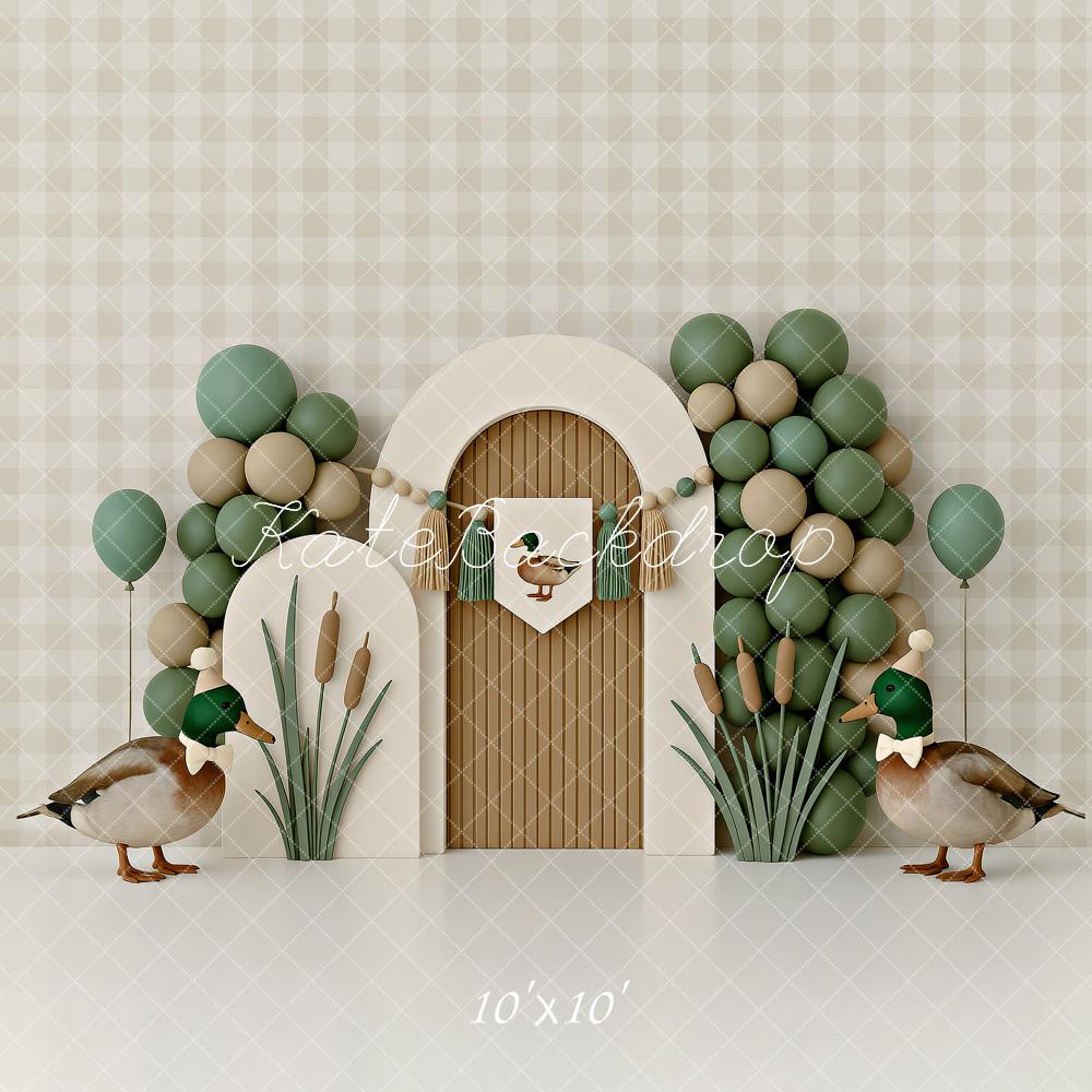 Kate Cake Smash Duck Balloons Arch Backdrop Designed by Ashley Paul