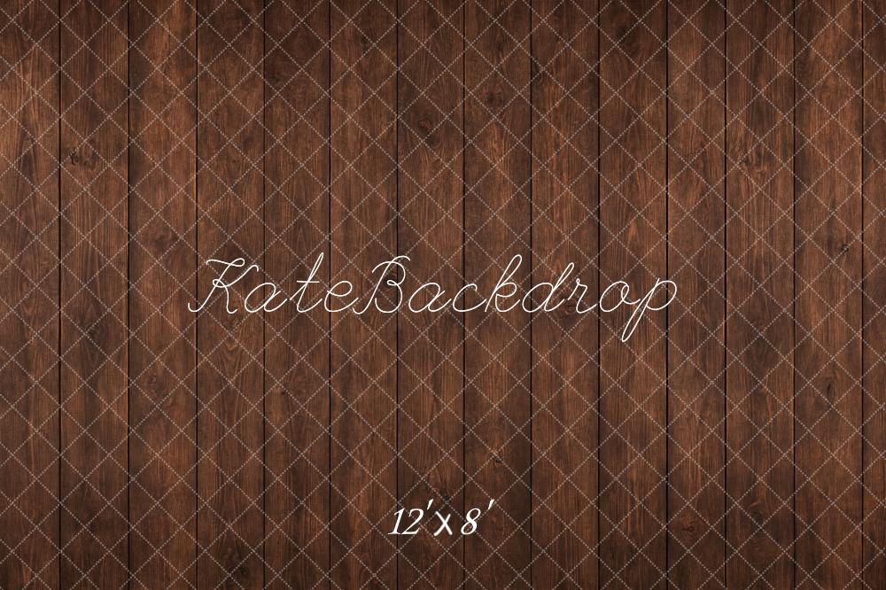 Kate Dark Brown Wood Pattern Floor Printed Backdrop Printed Backdrop Designed by Emetselch